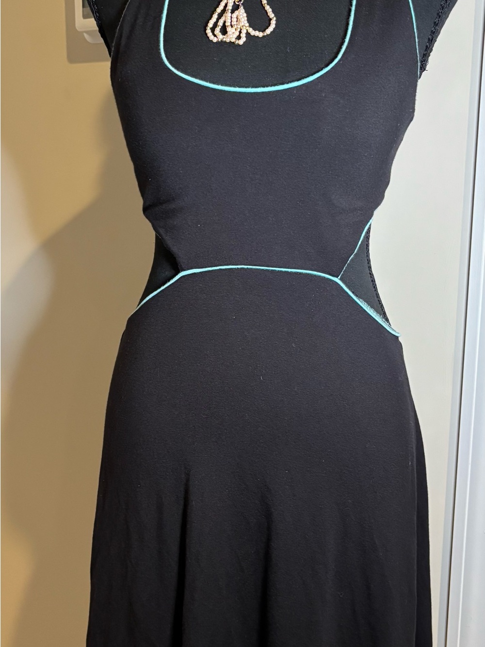 Victoria's Secret Black Dress with Teal Piping Cutout Detail